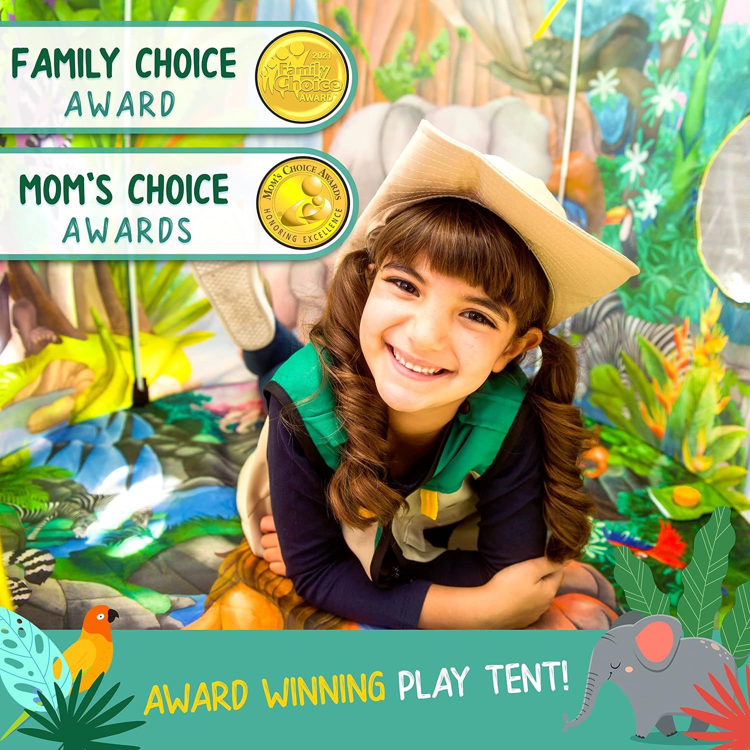 Jungle Adventure Tent for Kids with Safari Sound Button