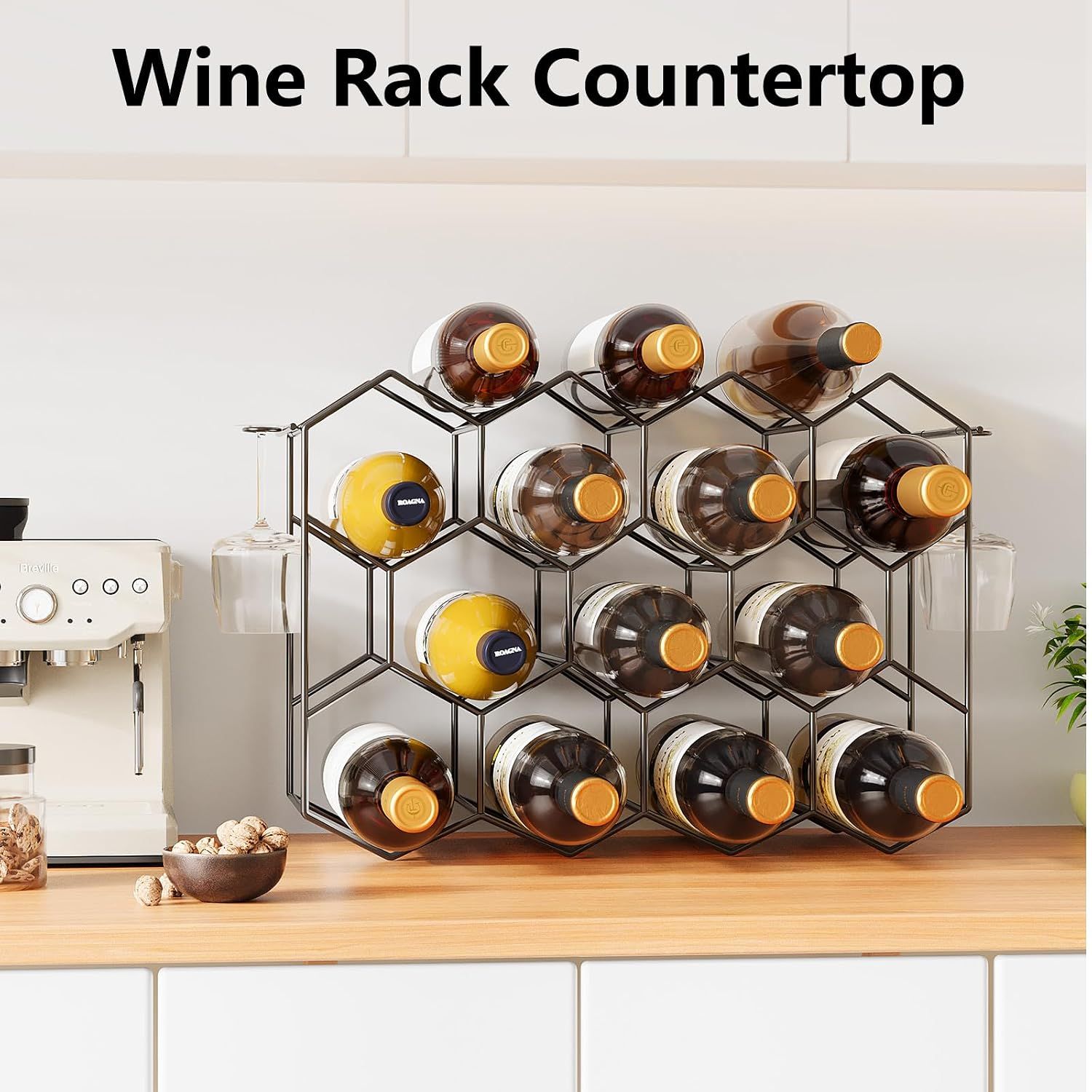 14 Bottle Countertop Wine Rack Metal Wine Bottle Holder