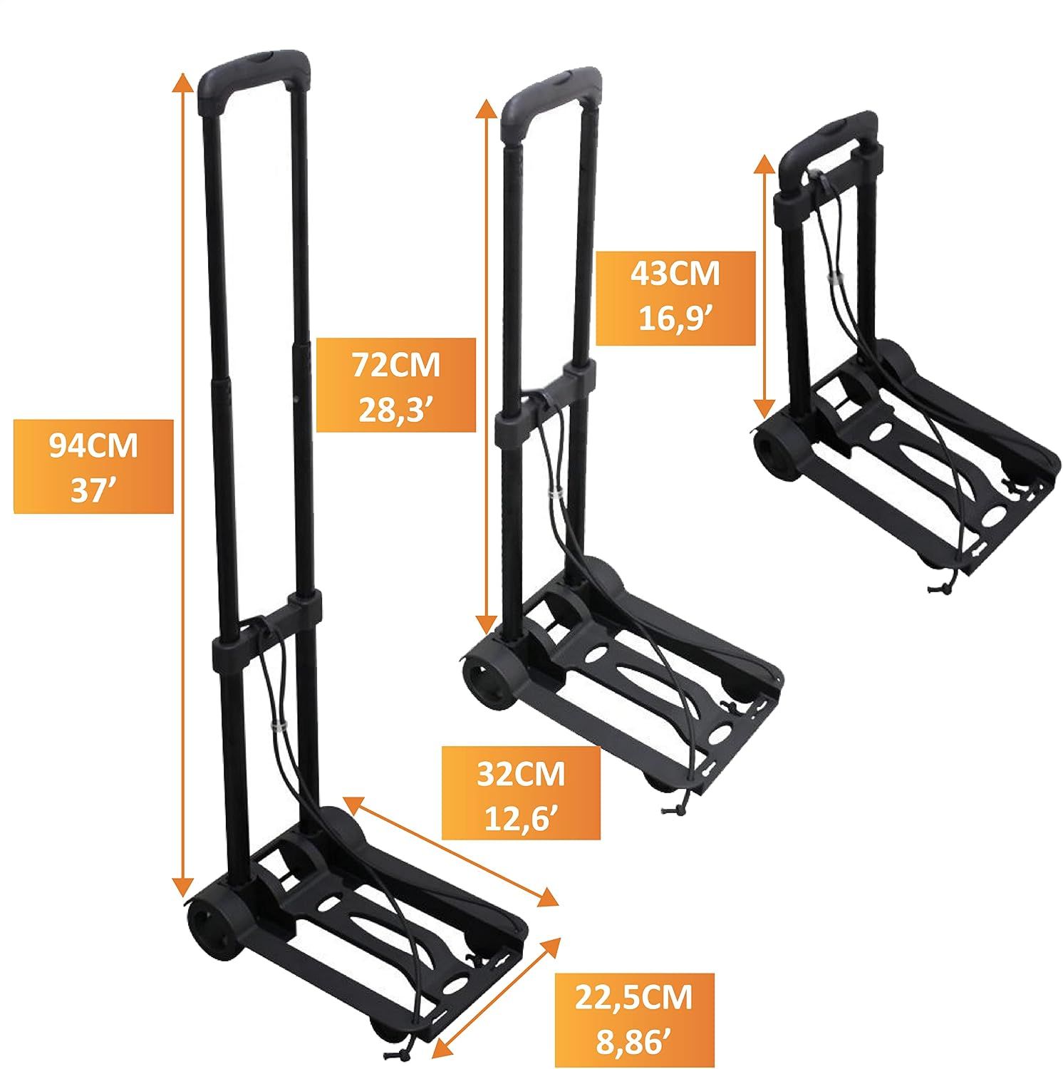 40kg Foldable Trolley Cart 2 Wheel Portable Loading Hand Truck