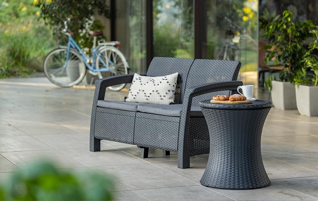 Rattan Pacific Cool Bar – 3 - in - 1 30L Outdoor Drinks Cooler &amp; Adjustable Table