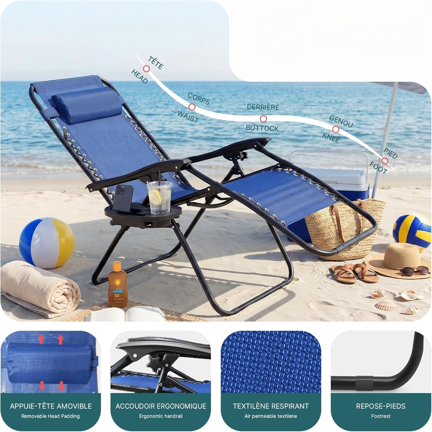 Zero Gravity Chair Folding Recliner Garden Lounger