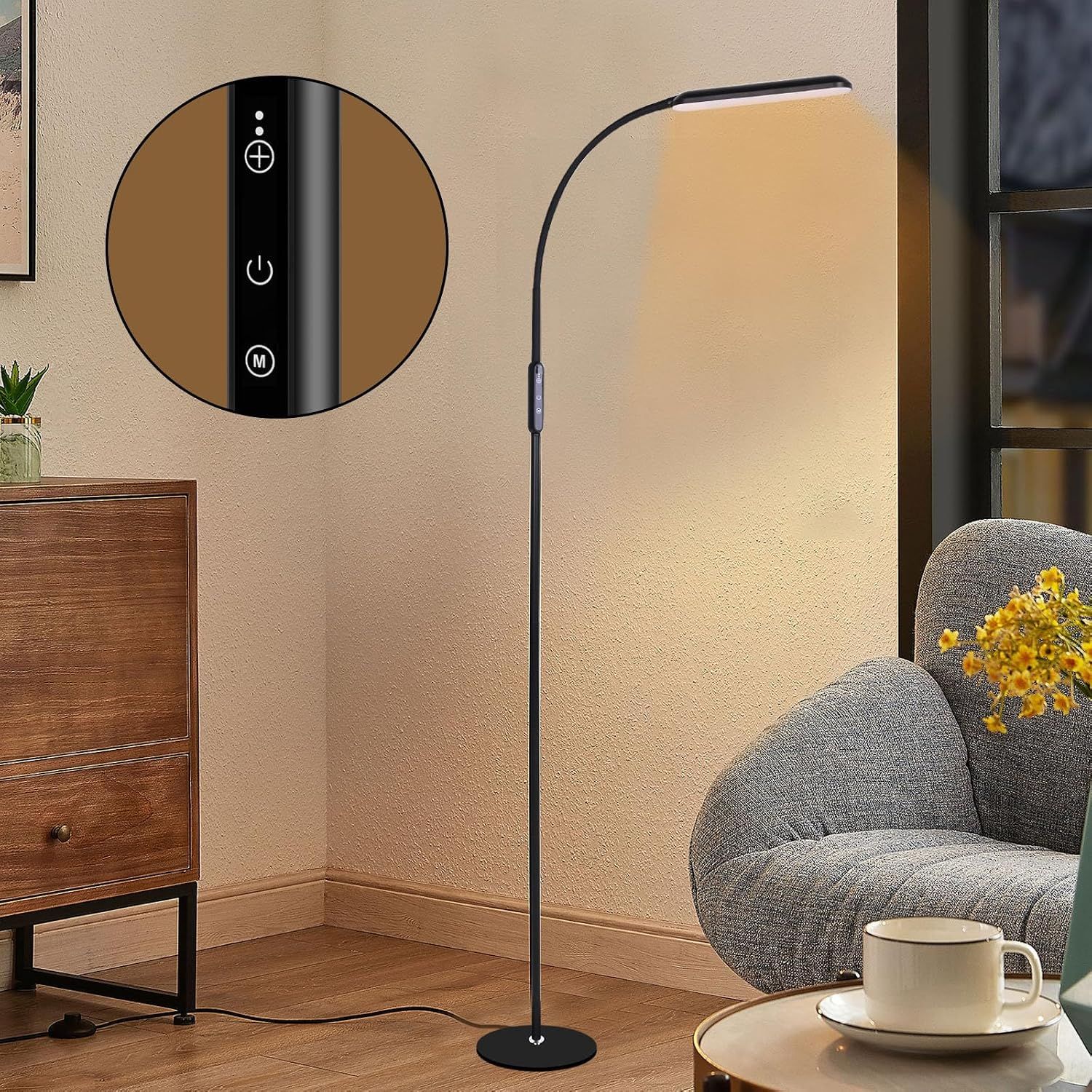 LED Floor Lamp Touch Control Dimmable Reading Light