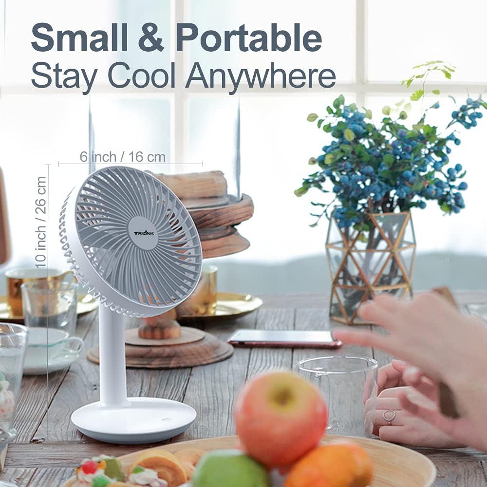 Rechargeable 16cm Table Fan – 4000mAh Battery, 4-Speed Portable Fan