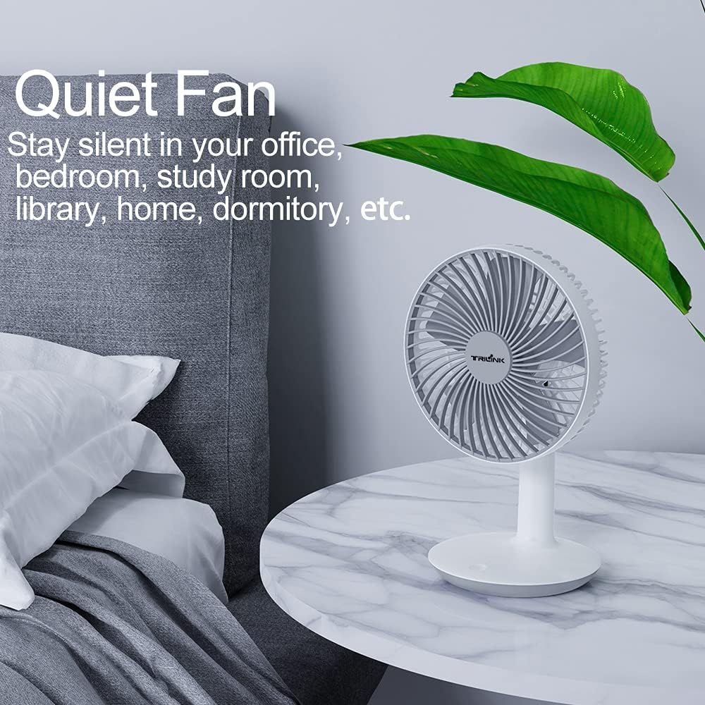 Rechargeable 16cm Table Fan – 4000mAh Battery, 4-Speed Portable Fan