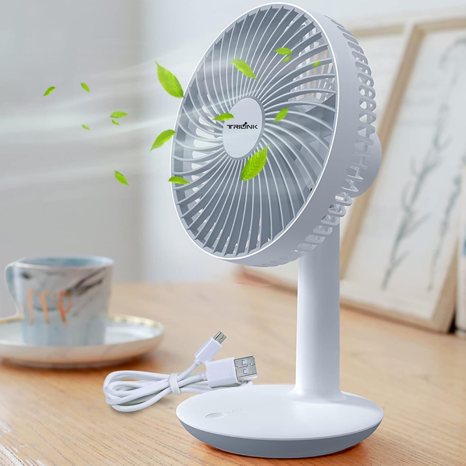 Rechargeable 16cm Table Fan – 4000mAh Battery, 4-Speed Portable Fan