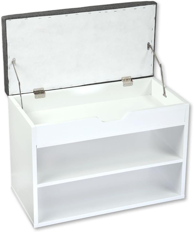 Wooden Shoe Storage With Padded Seat