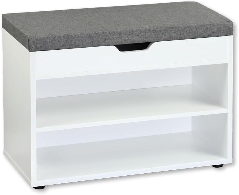 Wooden Shoe Storage With Padded Seat