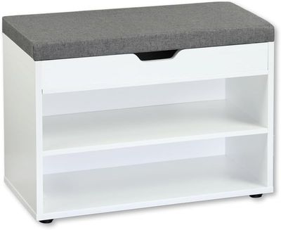 Wooden Shoe Storage With Padded Seat