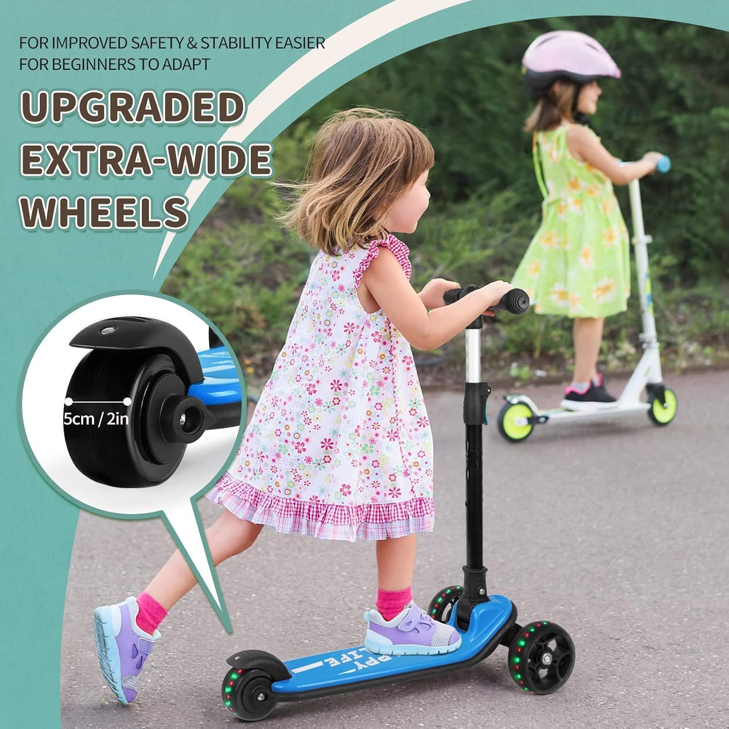 Kids Scooter 3 Wheel Foldable with LED Wheels