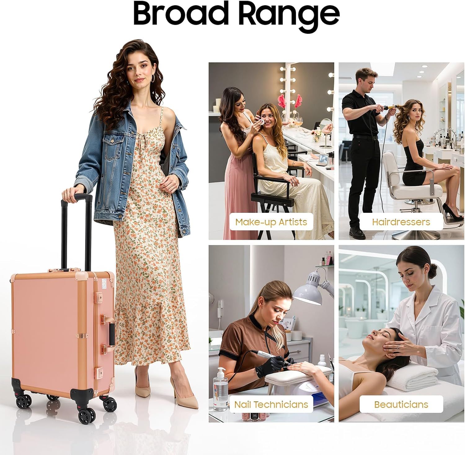 Professional Rolling Makeup Station – LED Mirror &amp; 3-Tier Storage