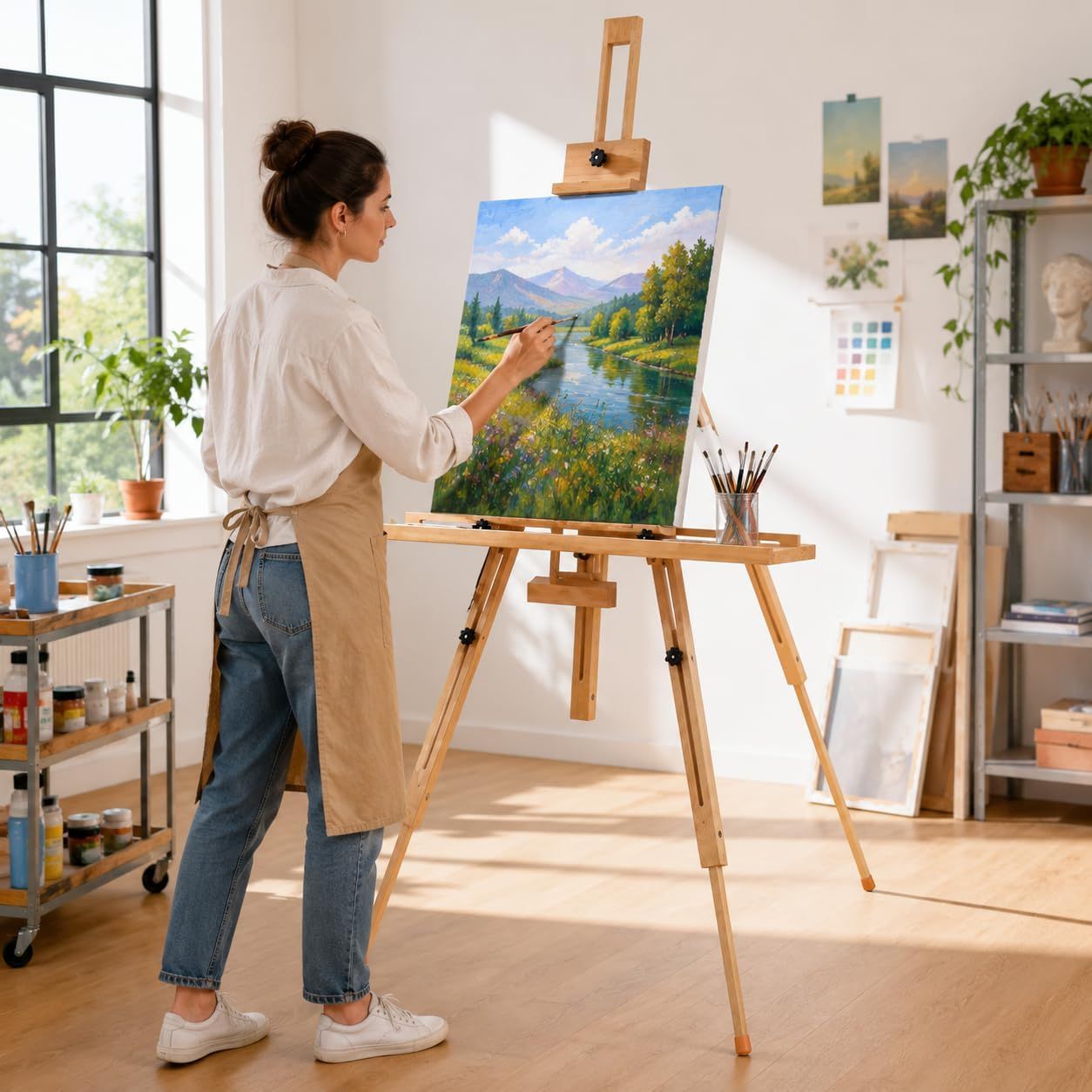 Wooden Tripod Easel Foldable Artist Canvas Stand