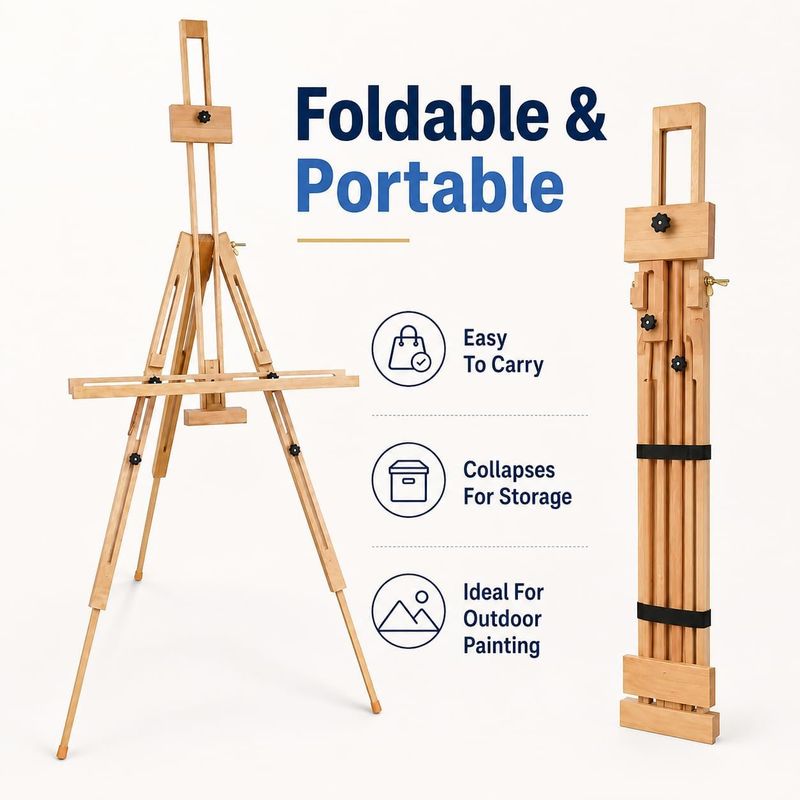 Wooden Tripod Easel Foldable Artist Canvas Stand