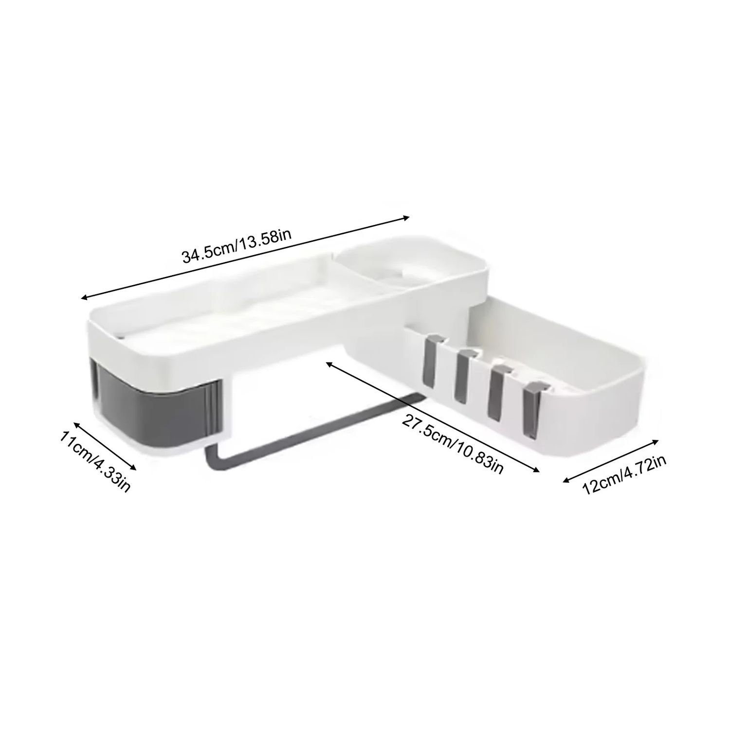Corner Shower Shelf Wall Mounted 180° Rotating Bathroom Storage Rack