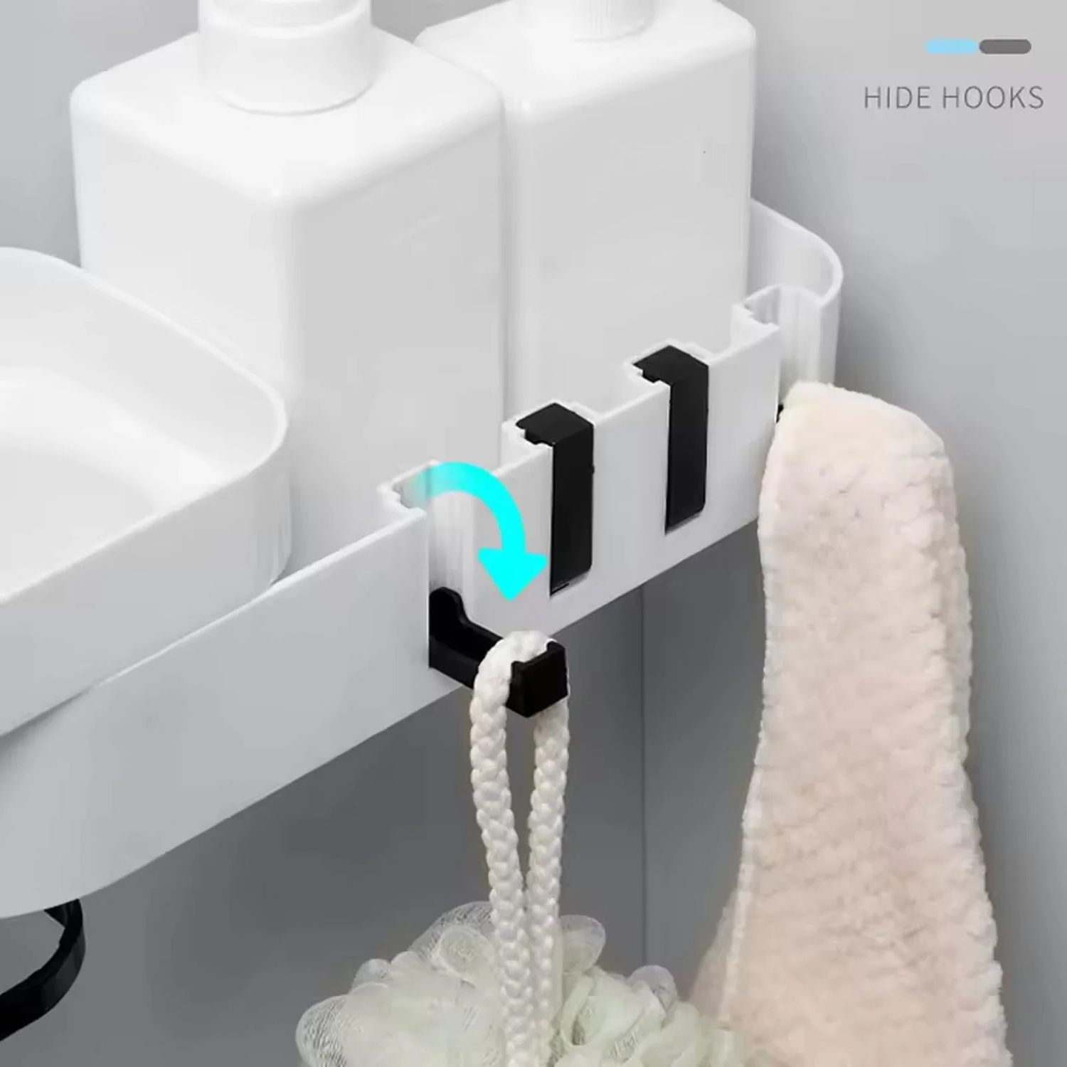 Corner Shower Shelf Wall Mounted 180° Rotating Bathroom Storage Rack