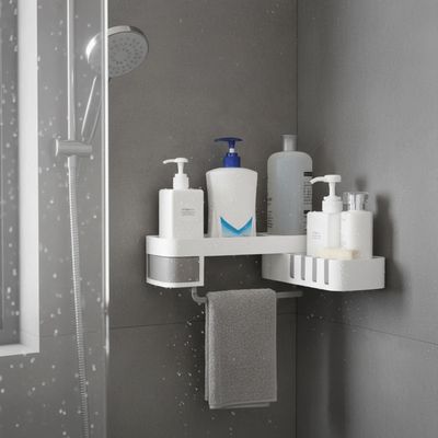 Corner Shower Shelf Wall Mounted 180° Rotating Bathroom Storage Rack