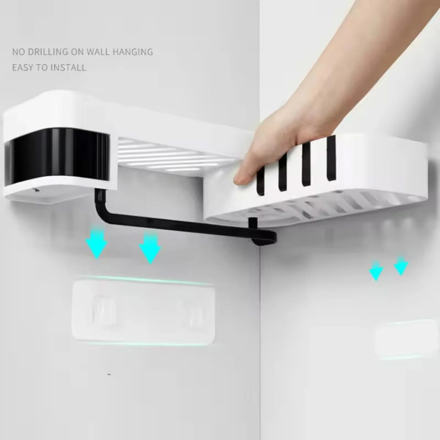 Corner Shower Shelf Wall Mounted 180° Rotating Bathroom Storage Rack