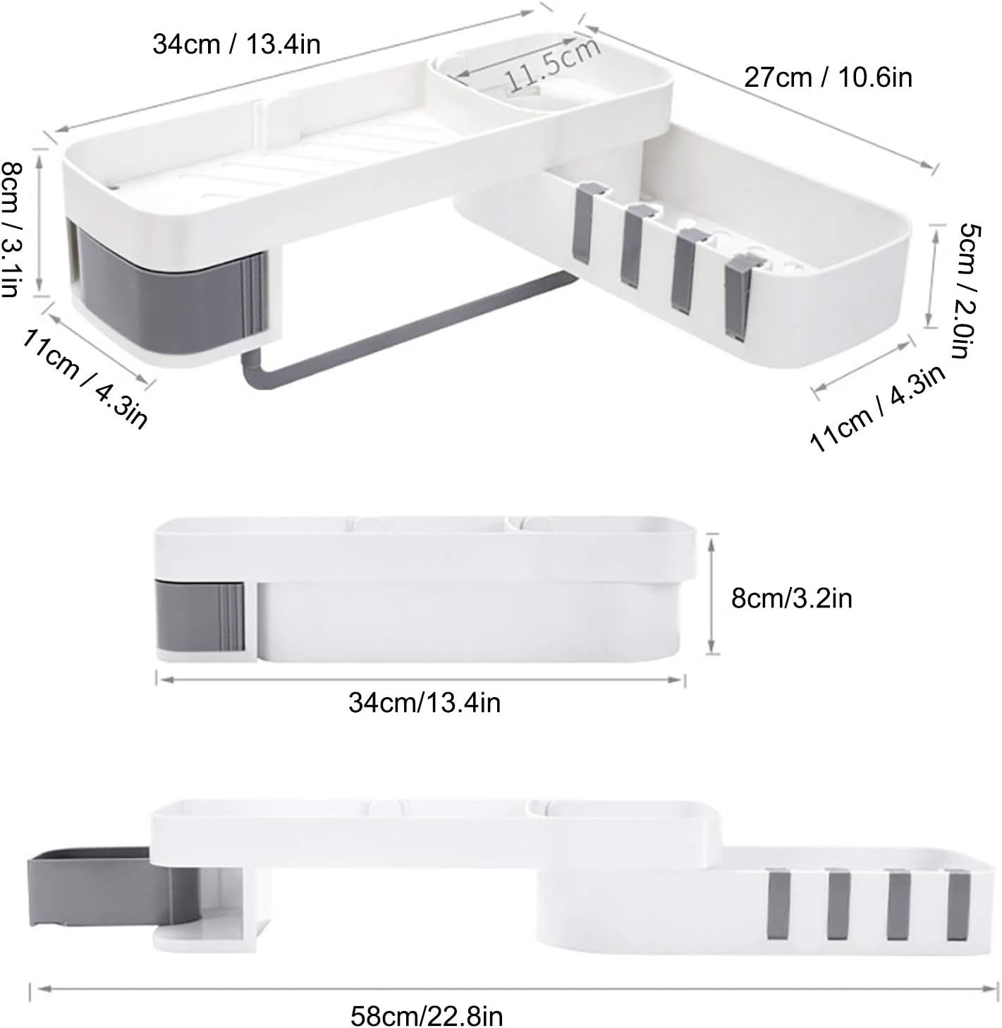 Corner Shower Caddy No Drill Bathroom Shelf
