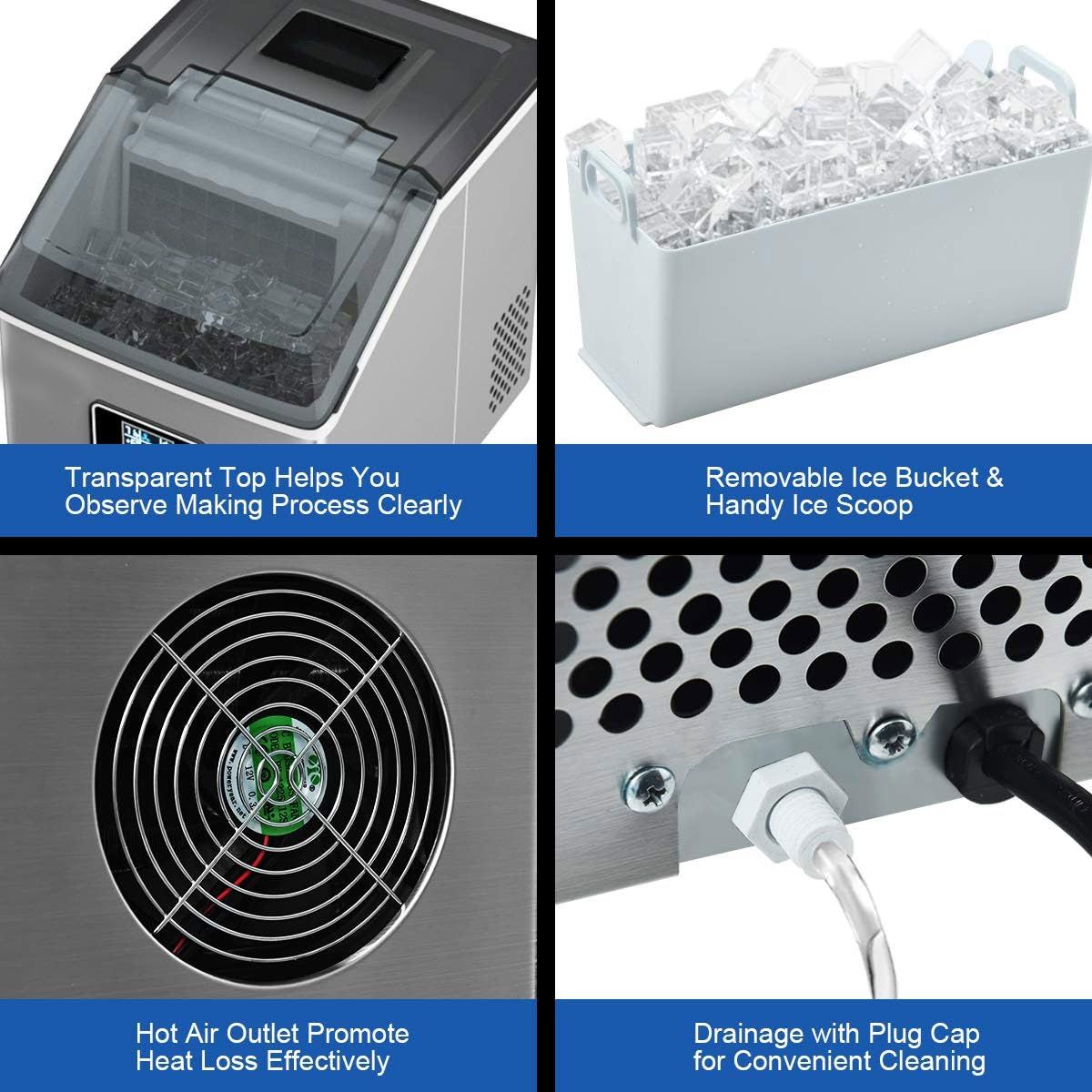 Stainless Steel Countertop Ice Maker