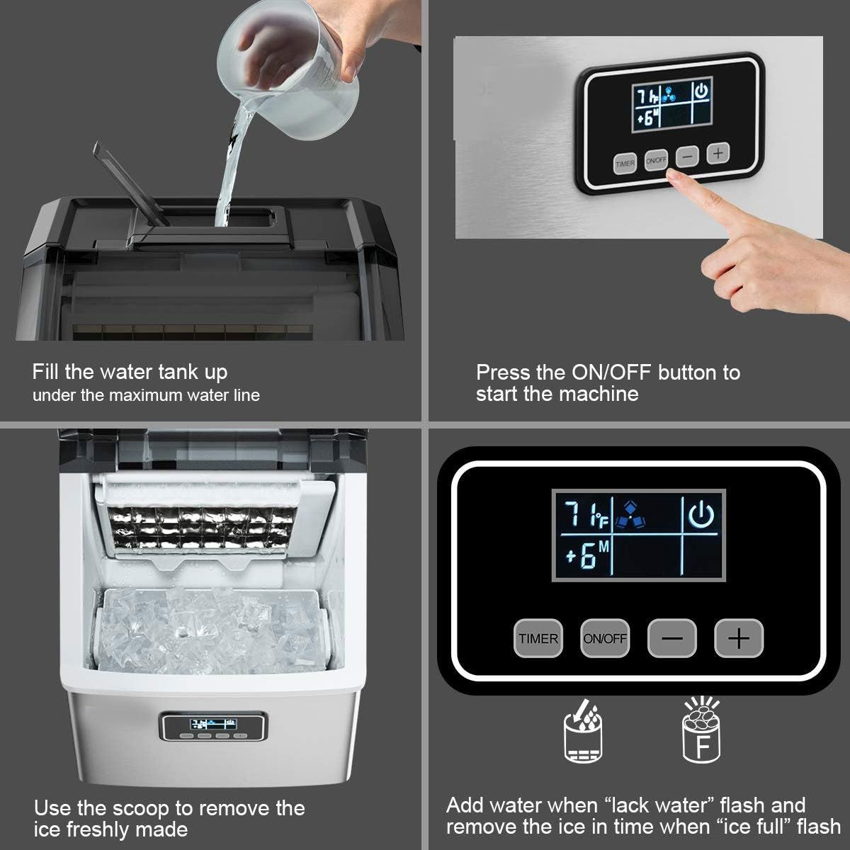 Stainless Steel Countertop Ice Maker