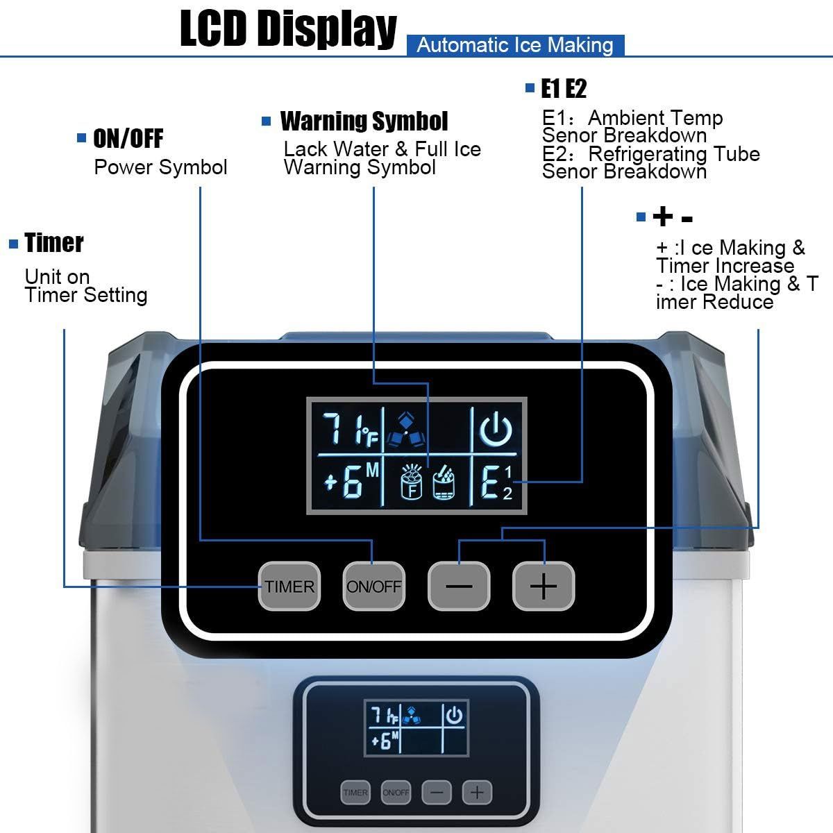 Stainless Steel Countertop Ice Maker