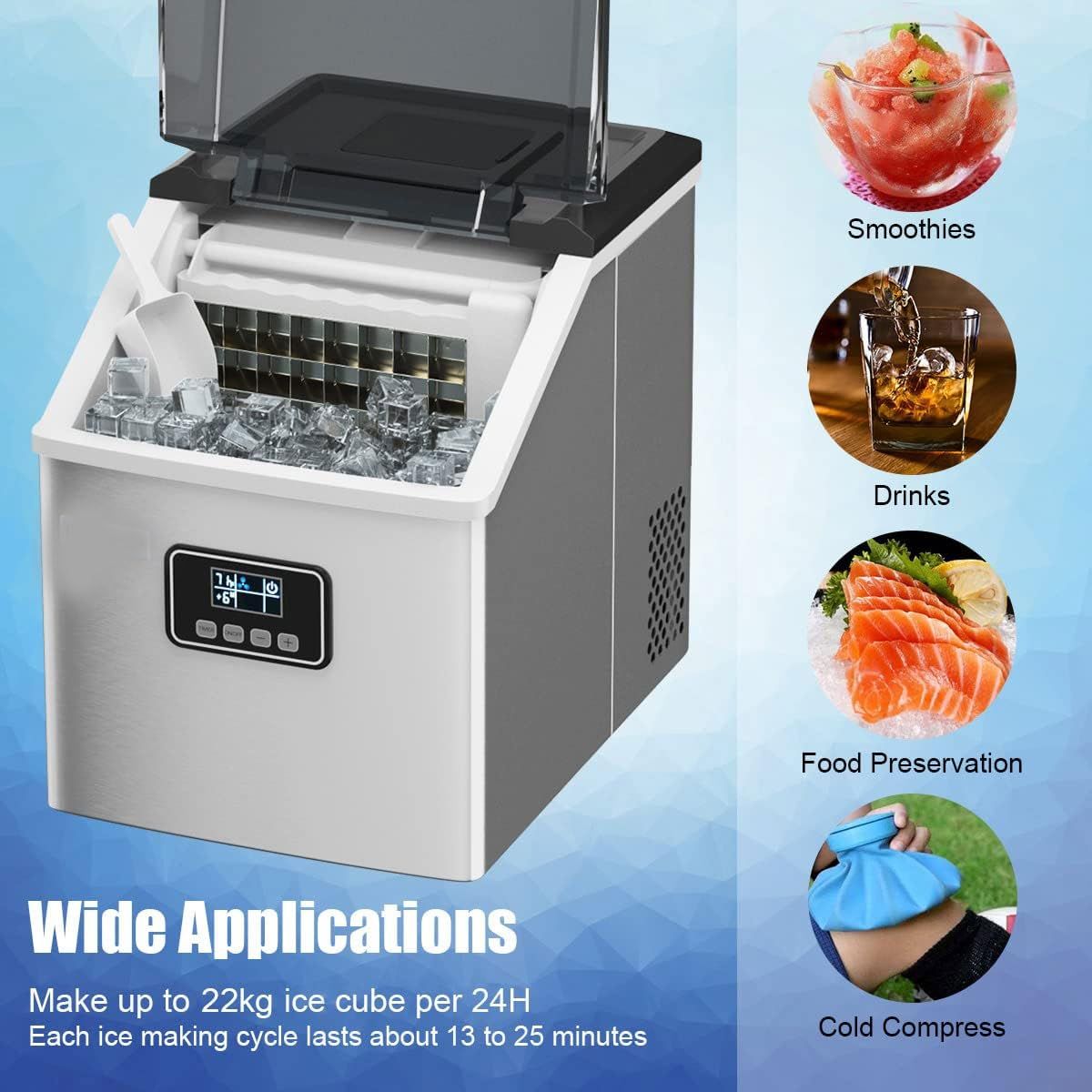 Stainless Steel Countertop Ice Maker
