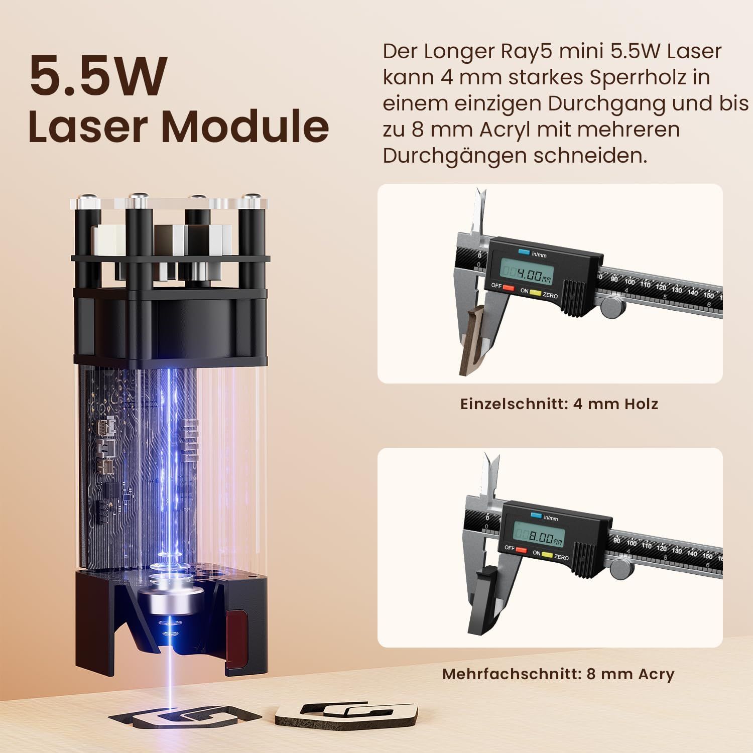 RAY5 Mini 5.5W Laser Engraving Machine 130 × 130mm Compact Laser Engraver