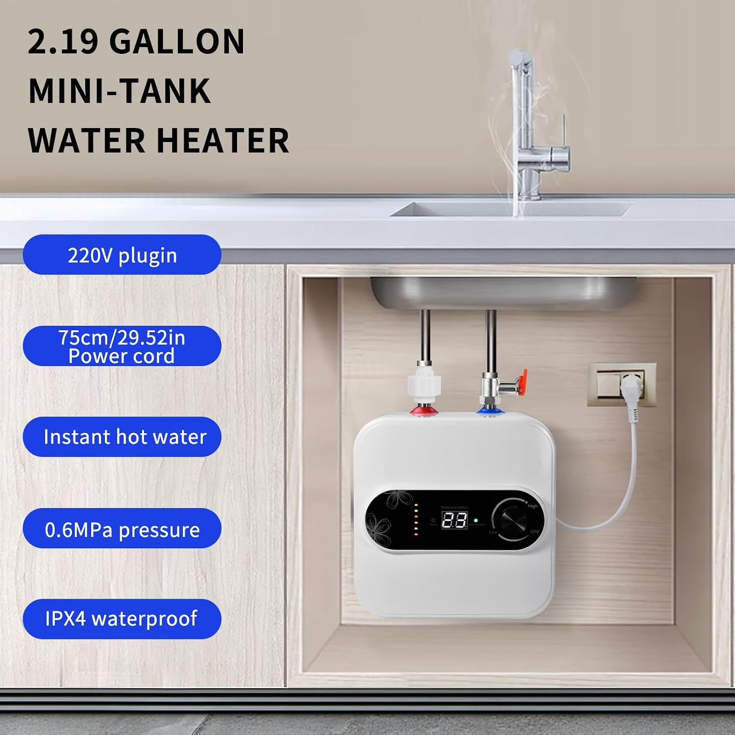 10L Electric Under Sink Water Heater 1500W