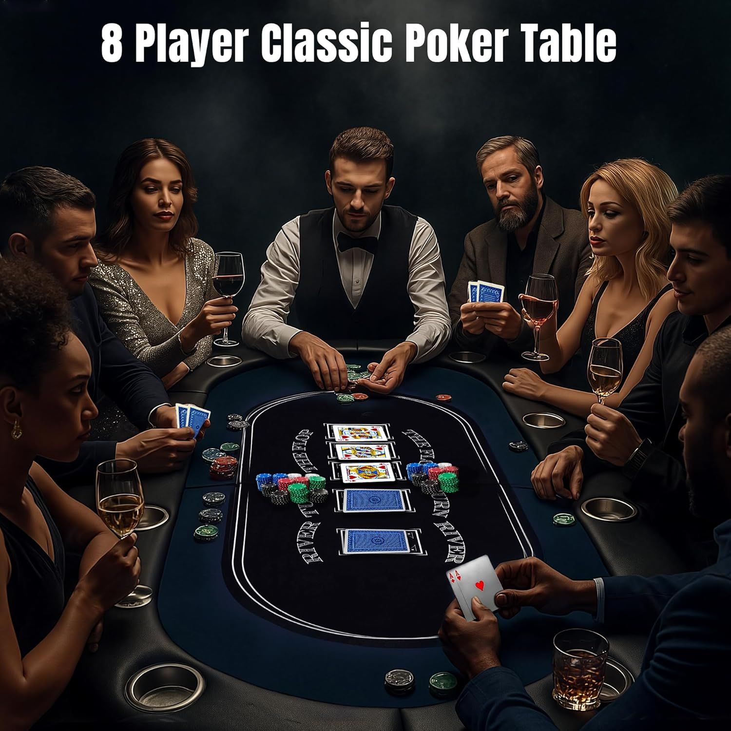 8 Player Foldable Poker Table 71 Inch