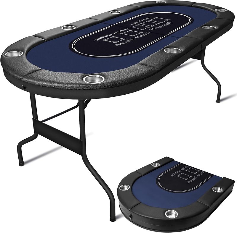 8 Player Foldable Poker Table 71 Inch