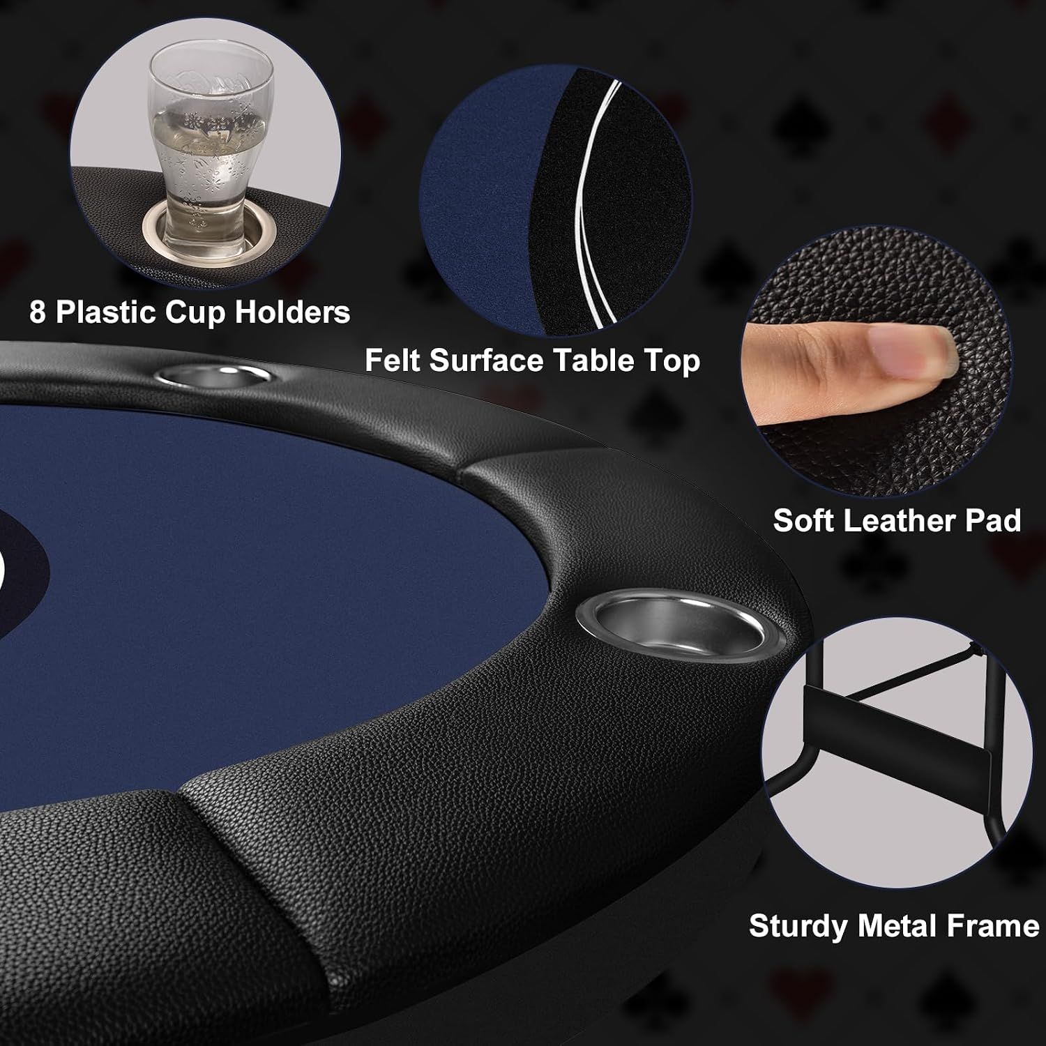 8 Player Foldable Poker Table 71 Inch