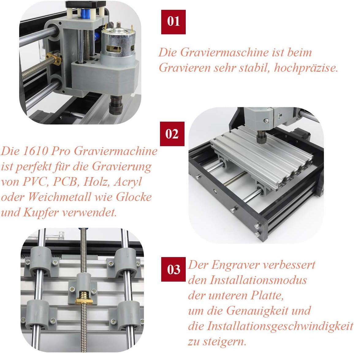 CNC 1610 Pro 3 Axis Engraving Machine GRBL ER11 CNC Router Milling Machine