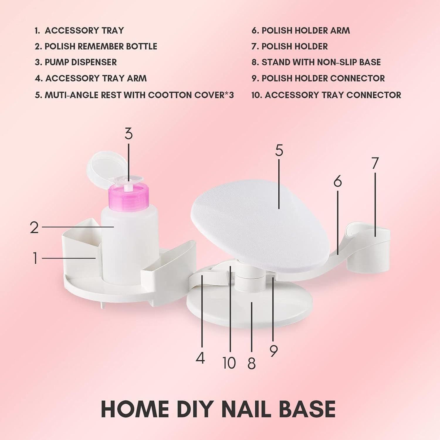 Adjustable Manicure Hand Rest with Nail Storage