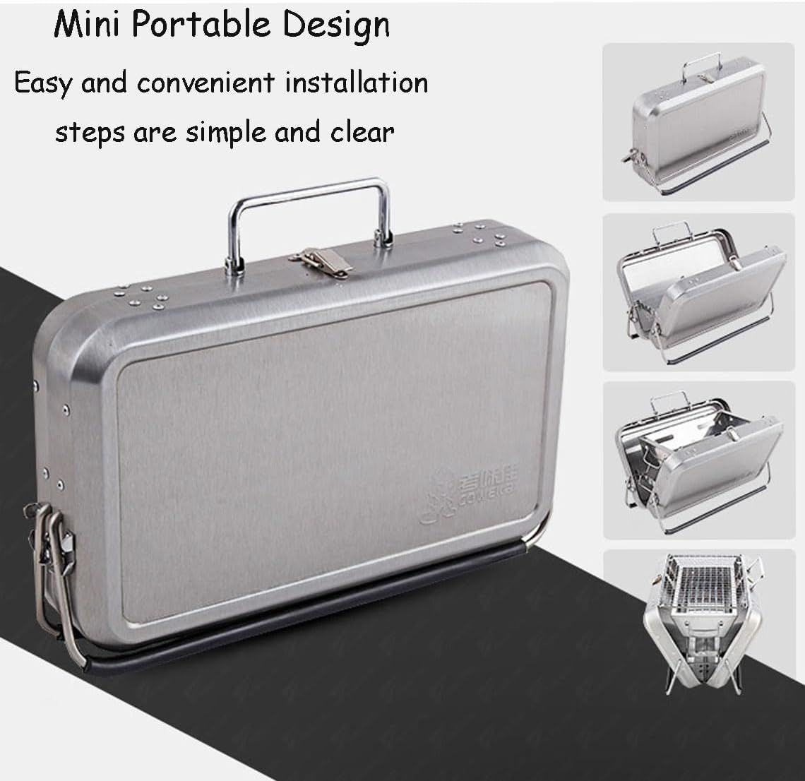 Portable Suitcase Charcoal BBQ Grill – Stainless Steel Folding Grill