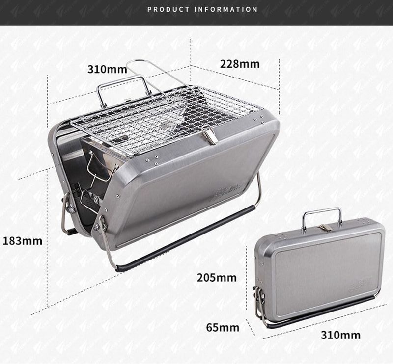 Portable Suitcase Charcoal BBQ Grill – Stainless Steel Folding Grill