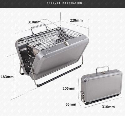Portable Suitcase Charcoal BBQ Grill – Stainless Steel Folding Grill