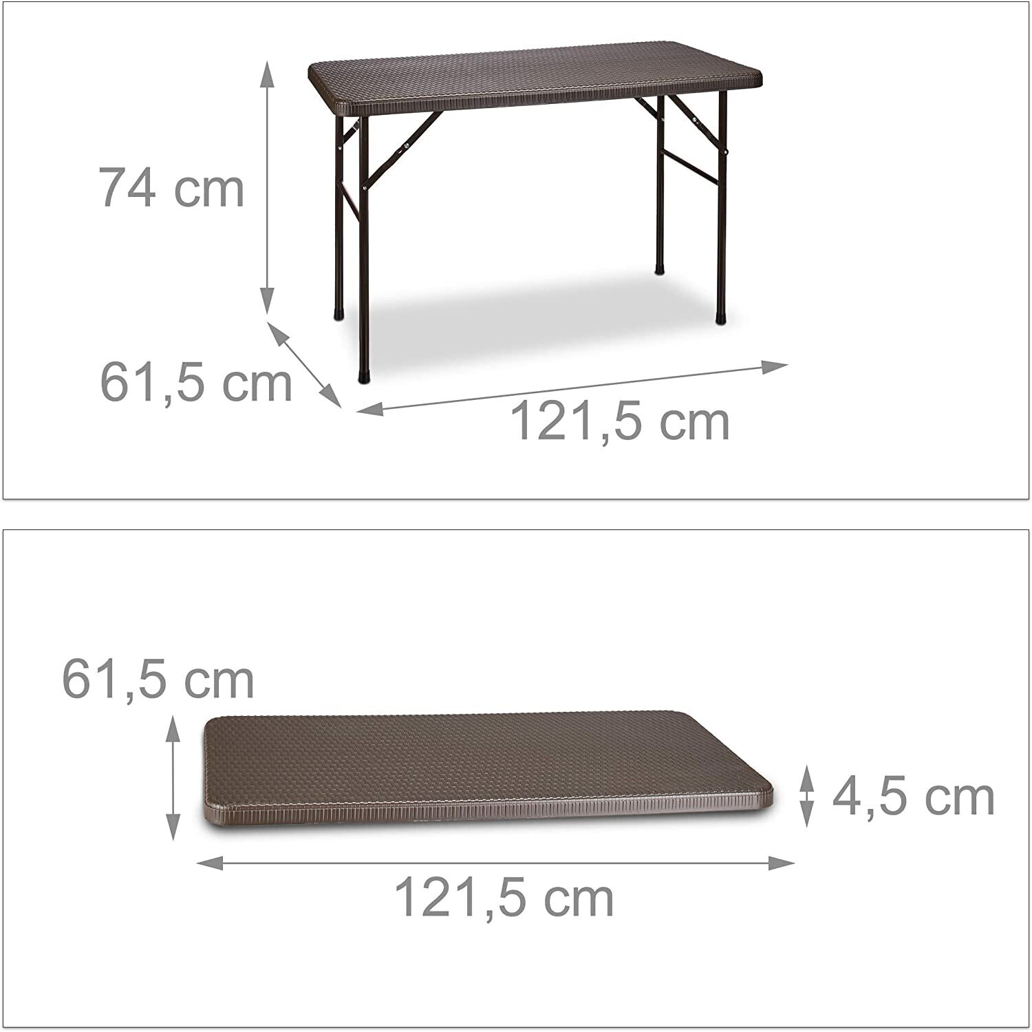Rattan Brown Look Folding Outdoor Dining Table – Metal Garden Table