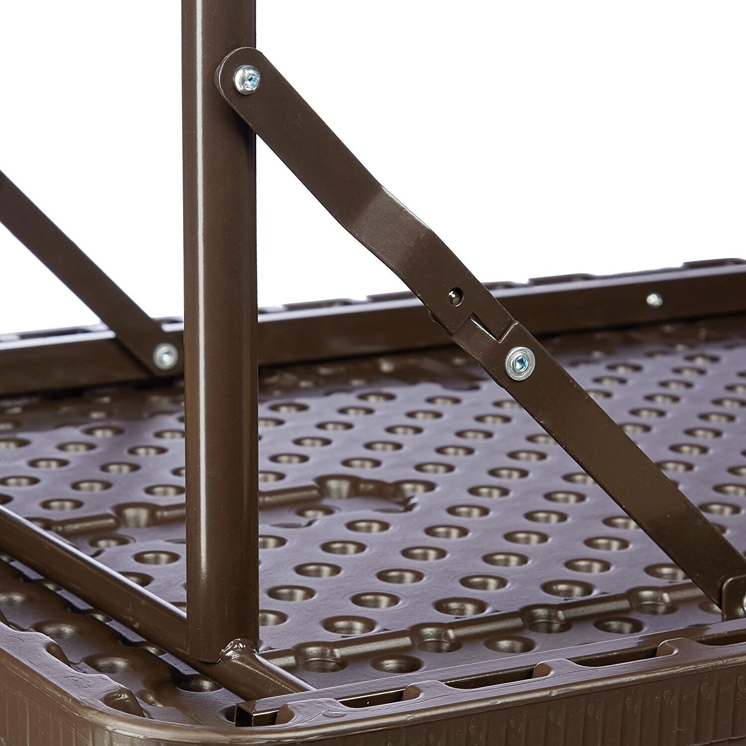 Rattan Brown Look Folding Outdoor Dining Table – Metal Garden Table