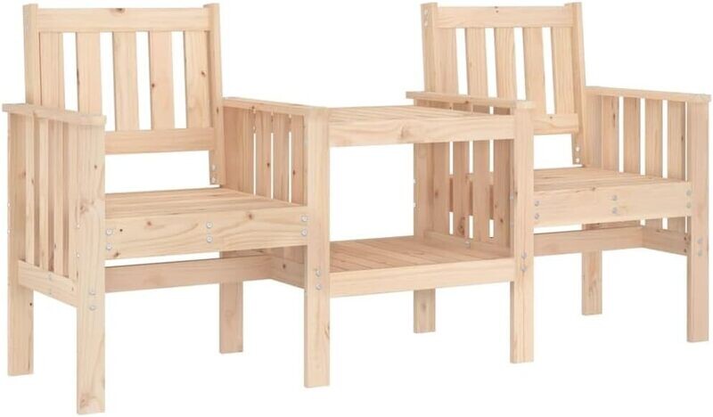 2-Seater Comfortable Bench with Built-In Table for Outdoor Seating