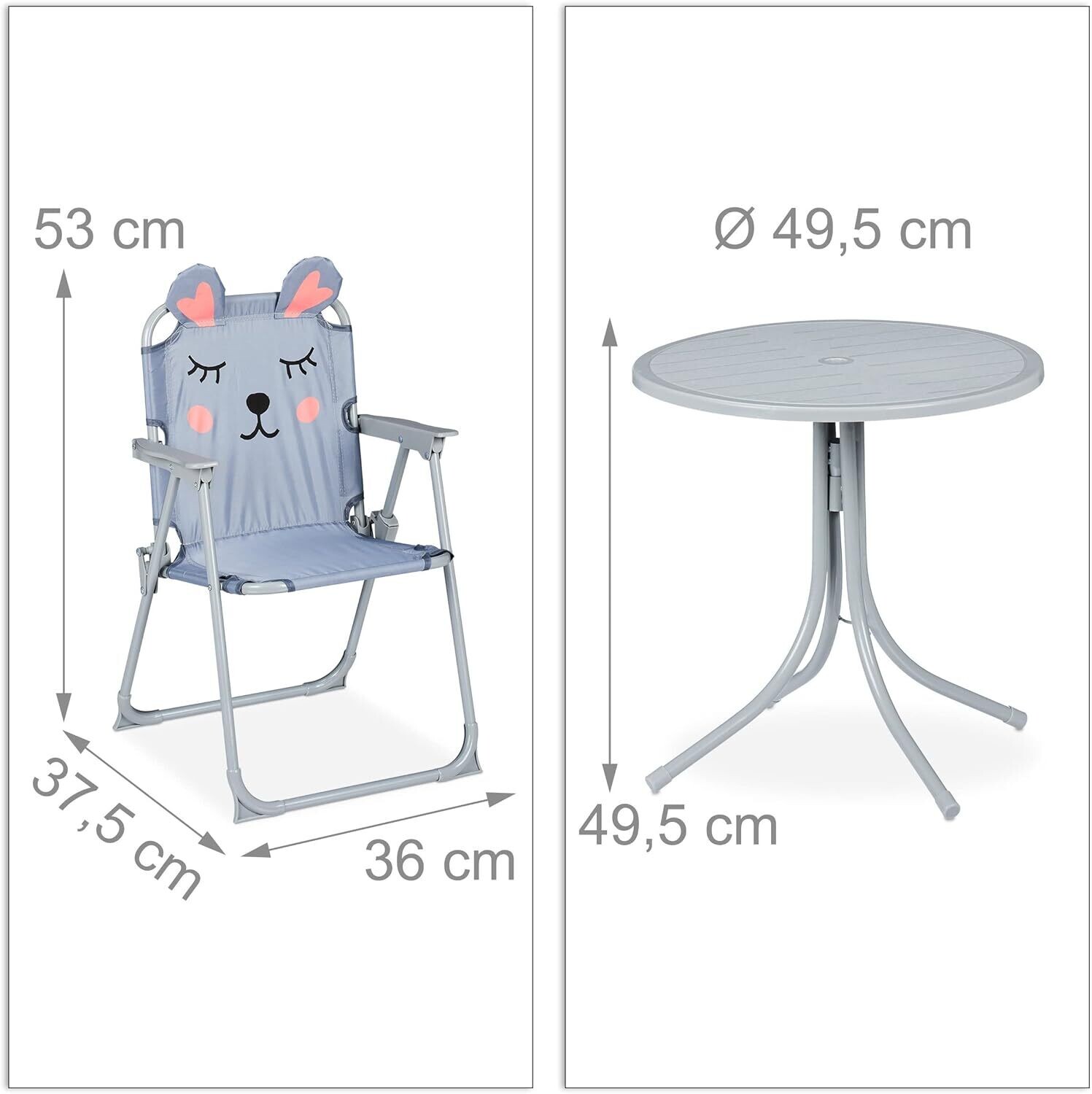 Children's Camping Seating Set with Umbrella – Folding Chairs &amp; Table for Outdoor Camping and Garden Use