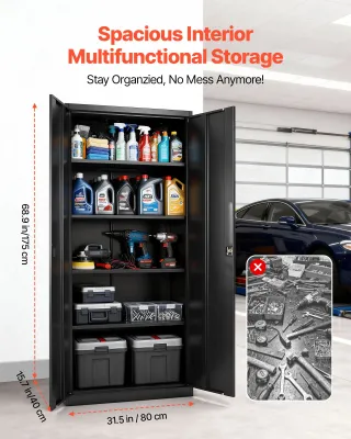 Filing Cabinet Steel Lockable 4 Shelf Storage
