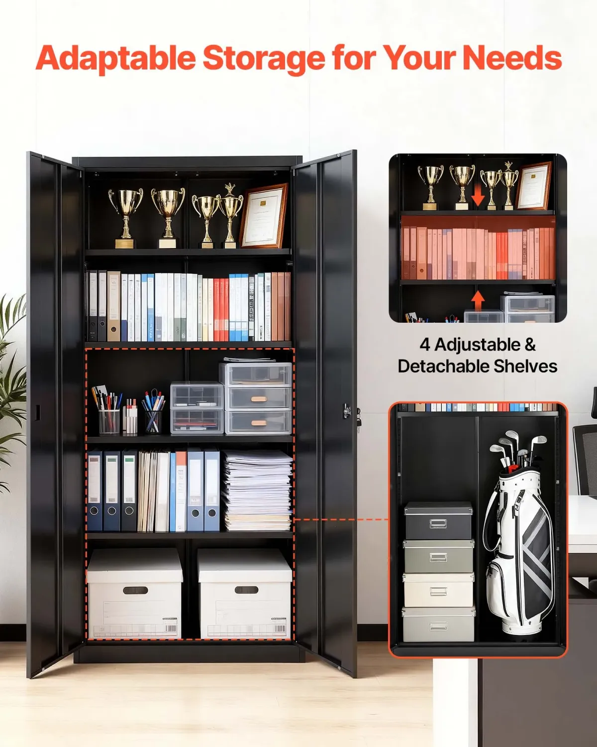 Filing Cabinet Steel Lockable 4 Shelf Storage