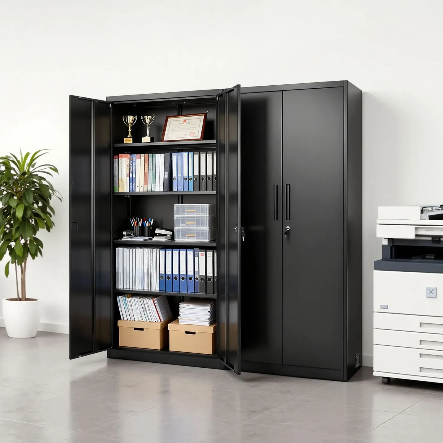 Filing Cabinet Steel Lockable 4 Shelf Storage