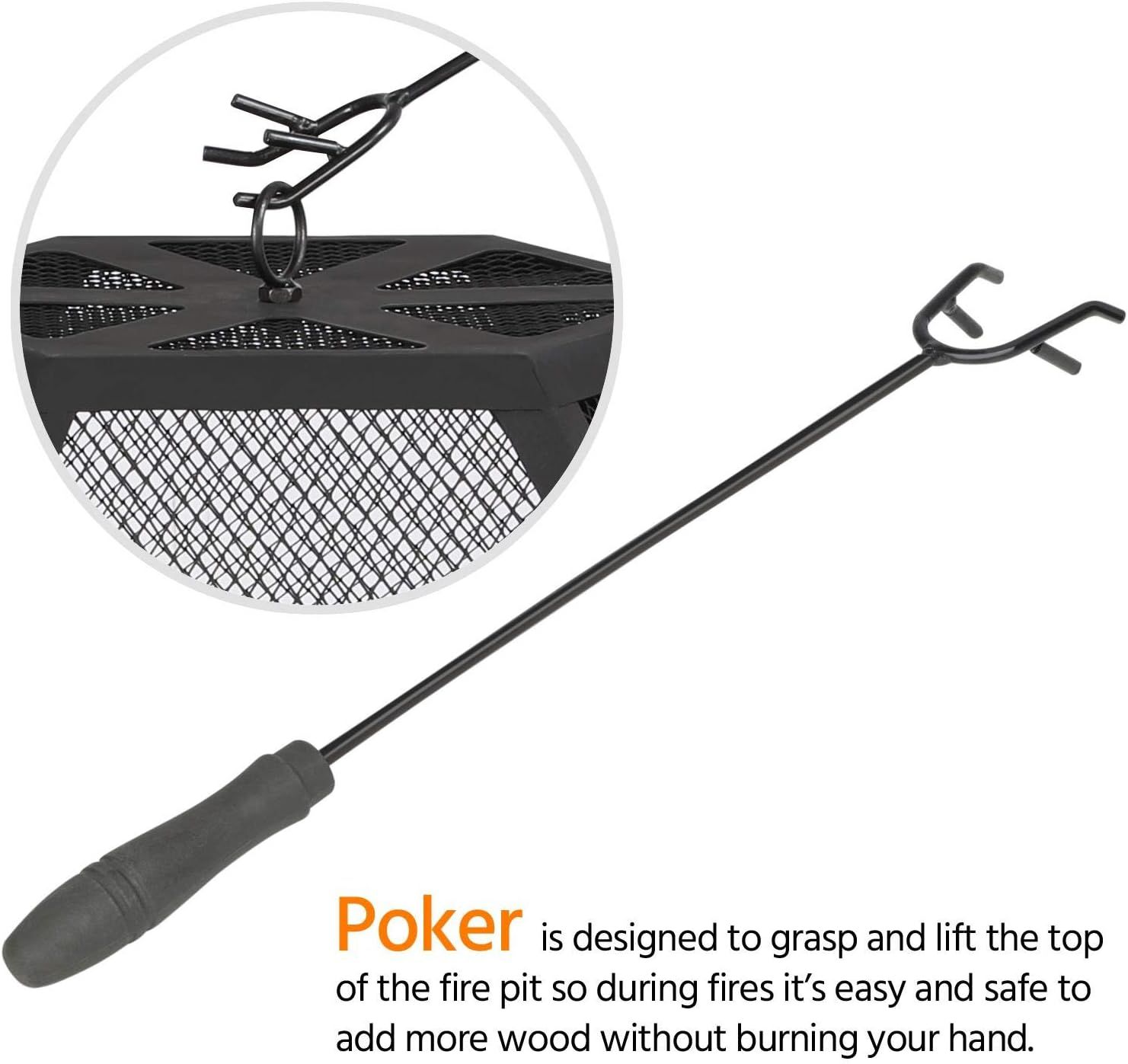 Hexagonal Fire Bowl 60.5cm with Spark Guard Poker