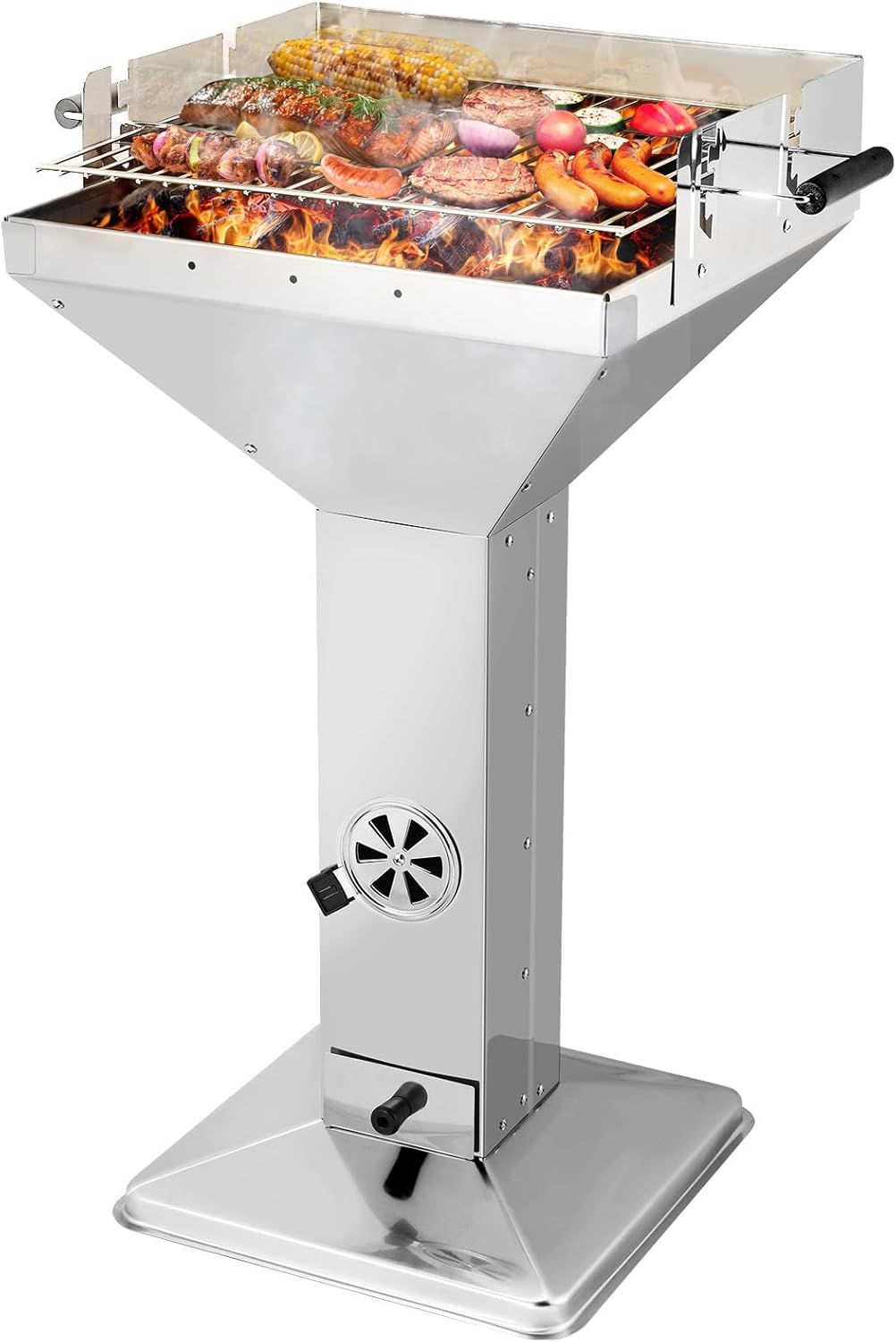 Portable Stainless Steel Charcoal BBQ Grill 3-Level