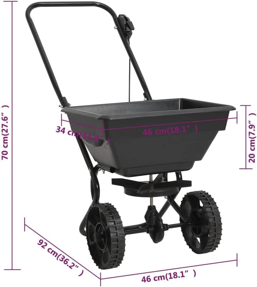 Push model Walk-Behind Salt Spreader 15L – Lawn Fertilizer, Seed &amp; Grit Spreader