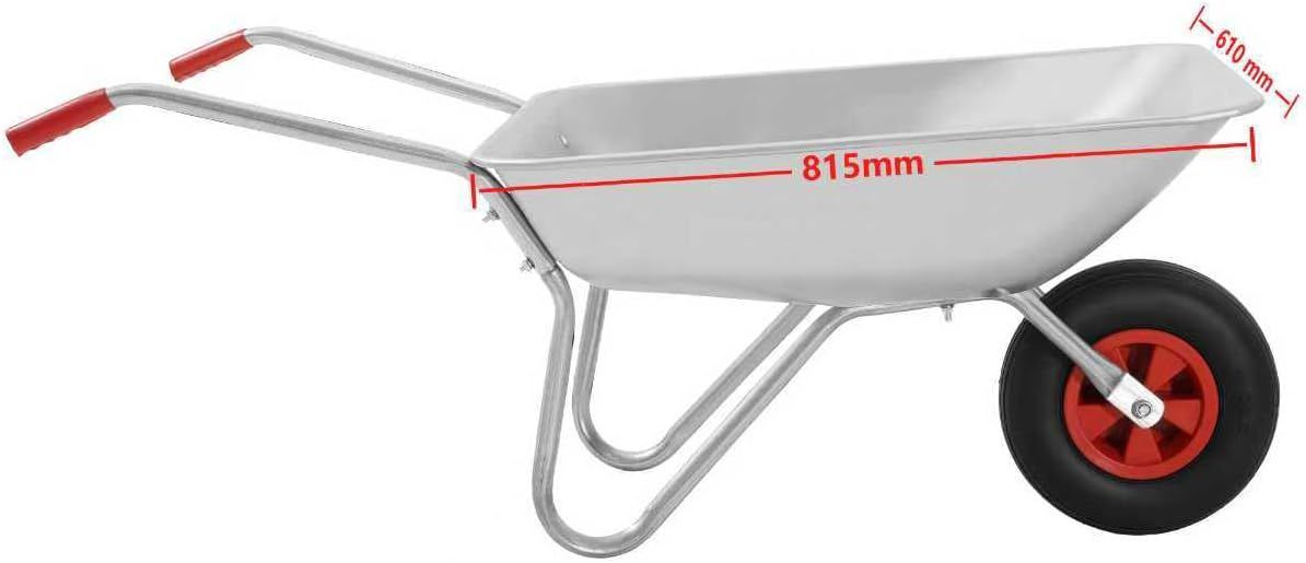 65L Heavy Duty Garden Wheelbarrow with Pneumatic Tyre 100kg Capacity