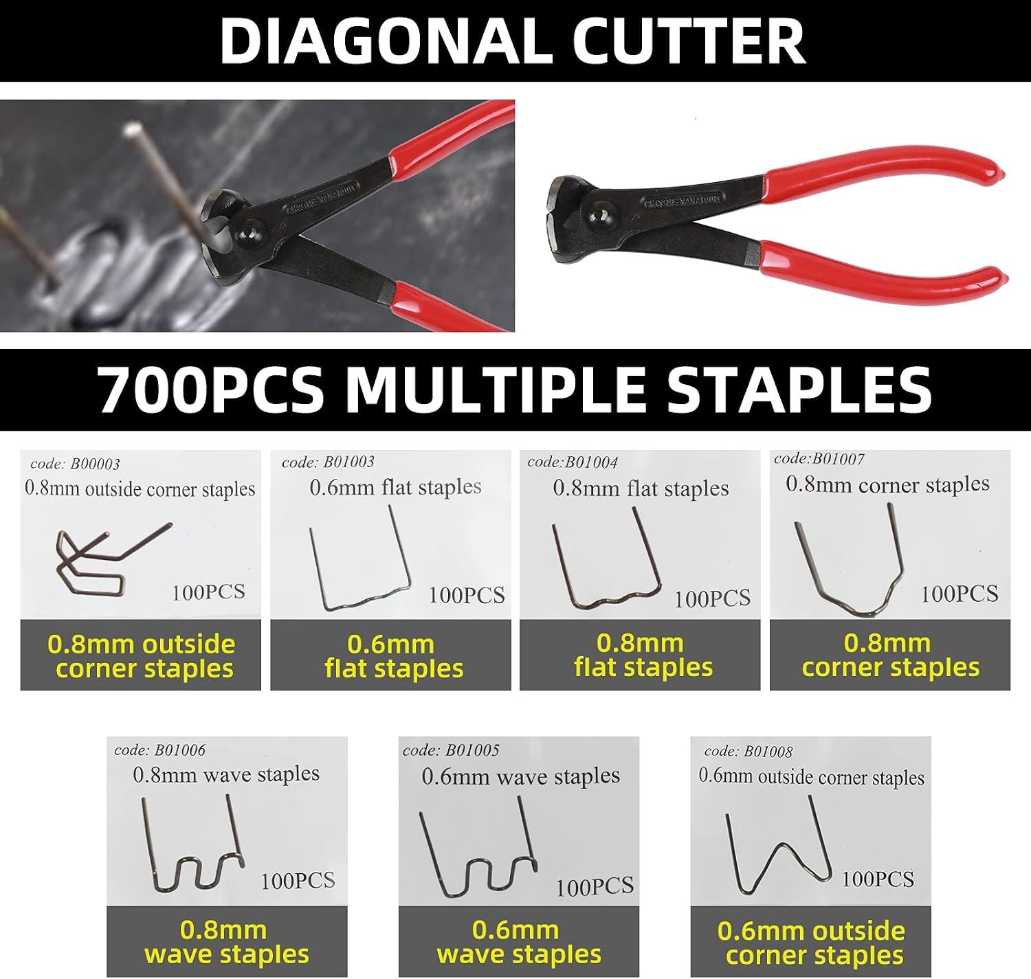 Plastic Welding Kit 220V, Car Bumper Repair Hot Stapler with 700 Staples for Plastic Welding &amp; Body Repair