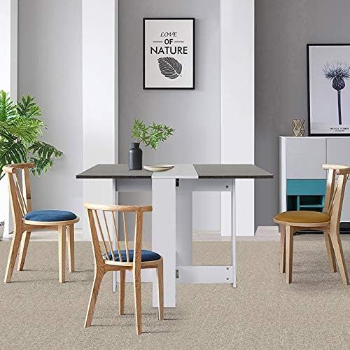 Folding Dining Table Small Space with Storage Shelf