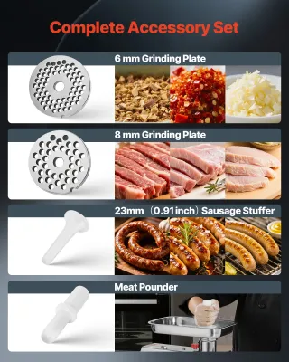 Commercial Electric Meat Grinder 1100W Heavy Duty Industrial Meat Mincer Stainless Steel Sausage Maker 4.2kg/min