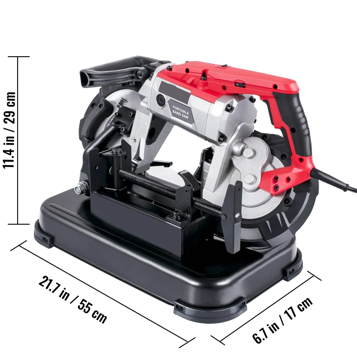 Portable 1100W Metal Cutting Band Saw with Adjustable Speed &amp; Swivel Base